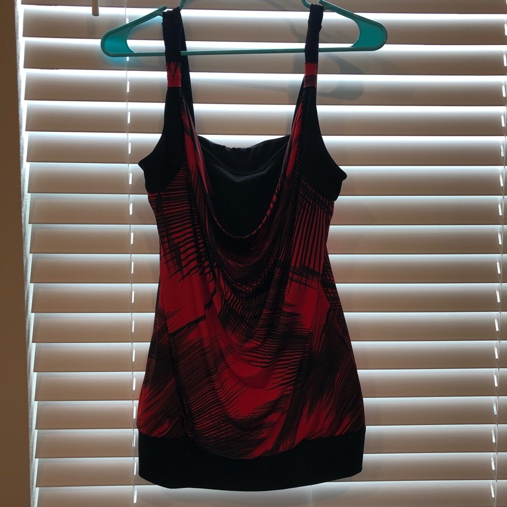 Dressy black and red tank top